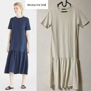 mizuiro ind 미즈이로 인드 크루넥 개더 롱 원피스