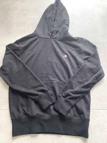 Champion 블랙 후드티 XL