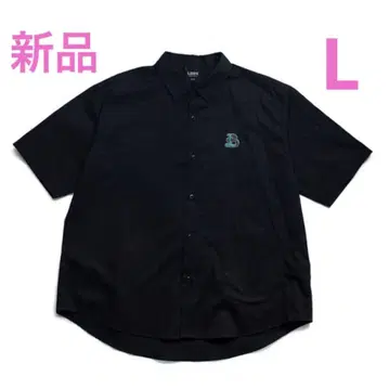 LIBERTYWALK 상의 워크 셔츠 블랙 자수 로고 원포인트