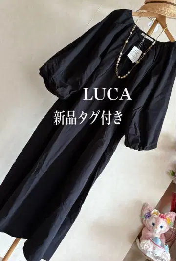 14300엔 택 포함 새상품 LUCA 퍼프 소매 넉넉한 원피스 블랙