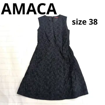 233 AMACA 슬리브리스 네이비 원피스 38