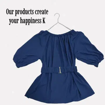 happiness K [ F ] 쉬폰 튜닉 벨트 오프숄더 네이비