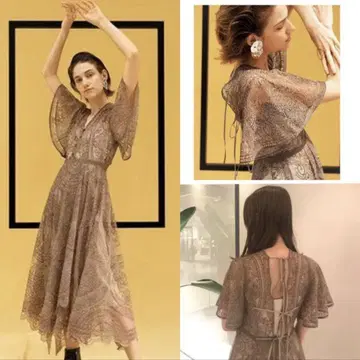 가격 인하 FRAY I.D 패널 레이스 아지메 드레스 사이즈 1 포멀