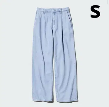 시착만 한 상품 UNIQLO 드레이프 데님 턱 팬츠 S 라이트 블루