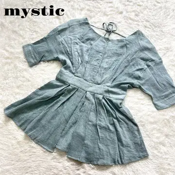 mystic 미스틱 백산 하프 슬리브 블라우스 스카이블루 F
