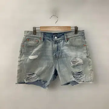 7.4 M365 갭 숏팬츠 데님 데미지 가공