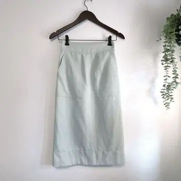 에멜 리파인즈 롱 스커트 그린 계열 XS 무지 타이트 스커트