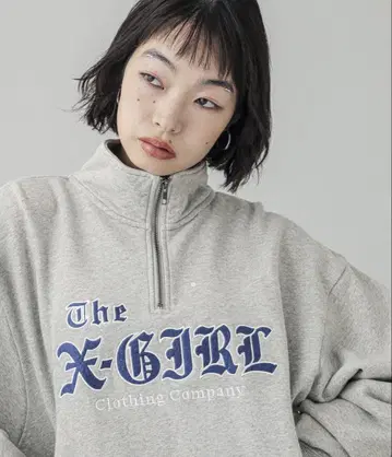 [ X-girl ] 엑스걸 하프 지퍼 맨투맨 티셔츠