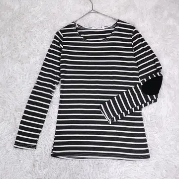 Yijiayifashion [ M 상당 ] 긴팔 티셔츠 블랙 화이트 보더