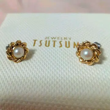 TSUTSUMI 츠츠미 금도금 펄 양쪽 귀걸이