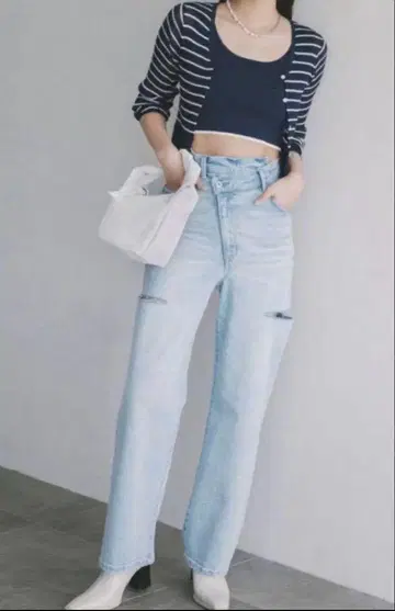 코코딜 리메이크 허리 컷오프 데님