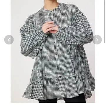 로데오크라운즈 깅엄 프릴 긴팔 셔츠