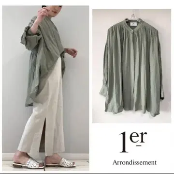 1er Arrondissement 레이온 린넨 개더 블라우스