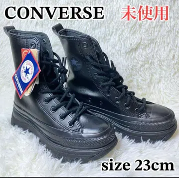 택 포함 미사용 CONVERSE 트랙 웨이브 하이컷 가죽 블랙