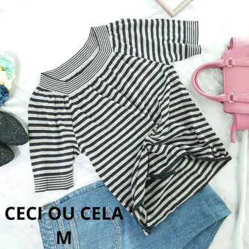 새상품급 CECI OU CELA 반팔 셔츠 (M) 보더