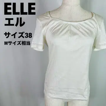 ELLE 아이보리 숏 슬리브 셔츠 블라우스 티셔츠 B55