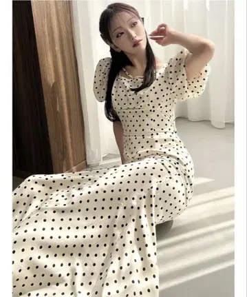 버블 슬리브 머메이드 원피스