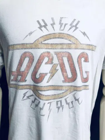 AC/DC 티셔츠 USA 제작 L 사이즈 하이볼테이지 화이트