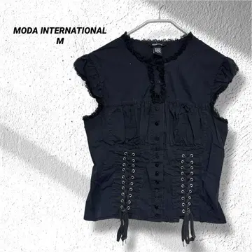 MODA INTERNATIONAL 블랙 슬리브리스 셔츠 M