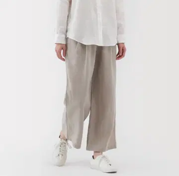 MUJI 린넨 워싱 이지 와이드 팬츠 아이보리 미사용 새상품!