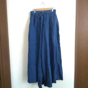 알테 포베라 깨끗한 인디고 린넨 100% 와이드 롱 팬츠