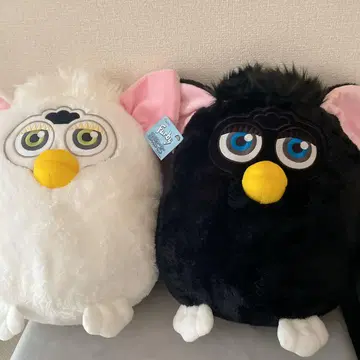 미사용 새상품 레트로 퍼 Furby 봉제 인형 화이트 블랙 세트