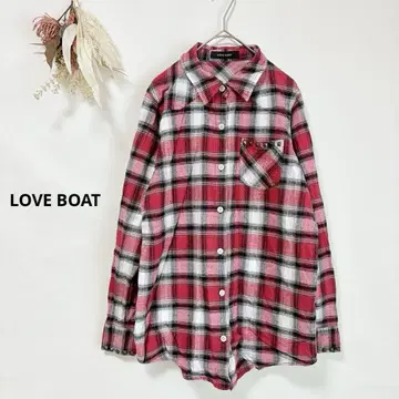 러브보트 LOVE BOAT 긴팔 셔츠 체크 무늬 스터드 레드 Y2K
