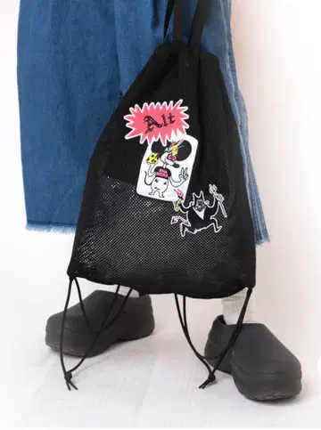 메쉬 오렌지 드로우 스트링 백