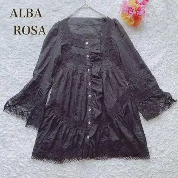 알바 로사 [ XS ] 블랙 레이스 셔츠 A라인 비침 캐주얼