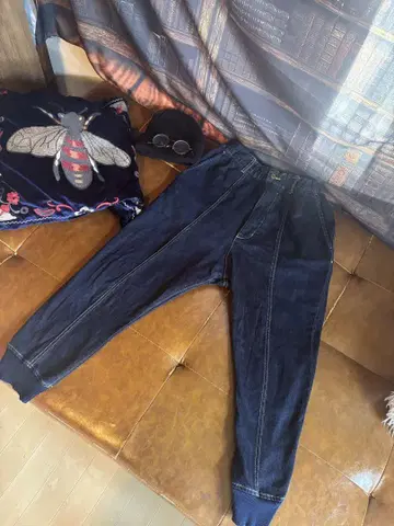 메르시보쿠 mercibeaucoup 데님 사루엘 리브 팬츠