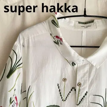 super hakka 롱 원피스 자수 화이트 면100 루즈핏