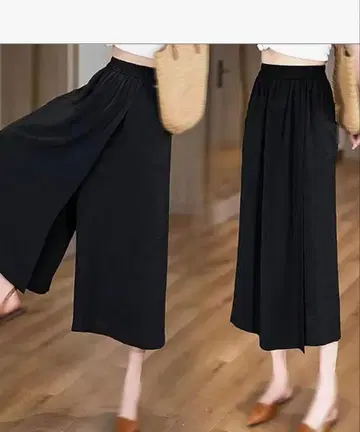 블랙 가우초 팬츠 허리밴딩