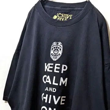 차이브티즈 KCCO 폴리스 빅 로고 티셔츠 블랙 2XL 구제 의류