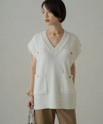 LOUNGEDRESS 트위드 베스트 니트