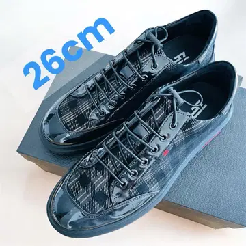 ZERO 레더 스니커즈 26cm 레이스업 묶을 필요 없는 신발끈 에나멜