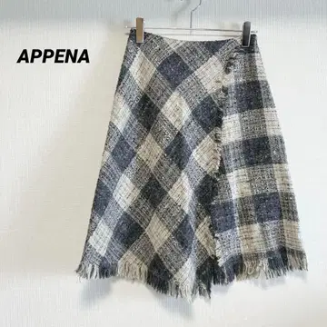 APPENA 아페나 페이크 랩스커트 무릎 기장 스커트 체크 무늬 M