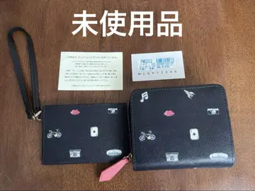 미사용 폴스미스 여성용 소가죽 접이식 지갑 및 교통카드 지갑 패턴