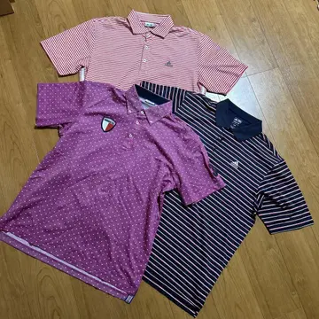 아디다스 남성용 골프 반팔 셔츠 카라 부착 3장 세트 패턴 XL LL