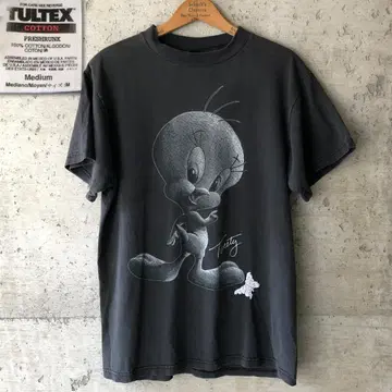XZ574 90년대 티셔츠 트위티 루니 흑백 Tweety