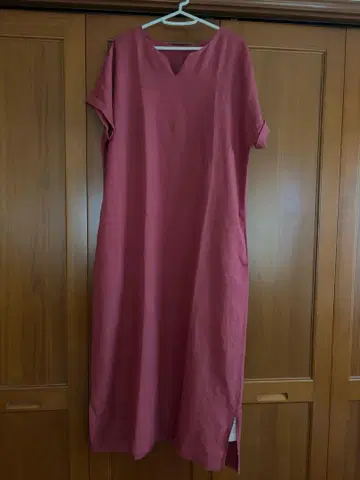 프렌치 린넨 프렌치 슬리브 롱 원피스