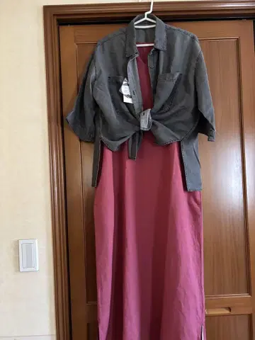 프렌치 린넨 프렌치 슬리브 롱 원피스