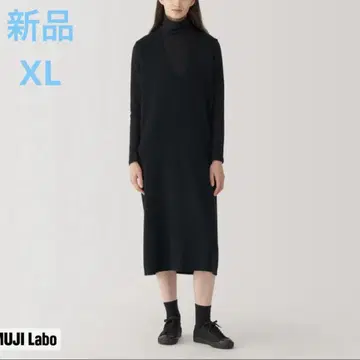 MUJI 무지 라보 더블 페이스 니트 원피스 여성 XL 블랙
