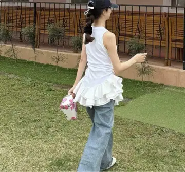 익일 배송 1점 Bibiy IRIS RUFFLE TOP 화이트