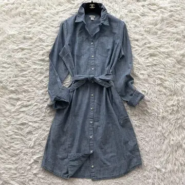 새상품급 L.L.Bean 택 포함 긴팔 A라인 데님 원피스
