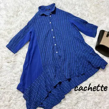 cachette 카셰트 마린 스트라이프 아시메 셔츠 코튼 M 사이즈