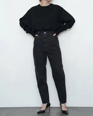 새상품급 더 신존 캐럿 데님 블랙 36 shinzone