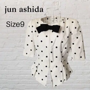 jun ashida 준 아시다 반팔 자켓 화이트 블랙 도트 9호