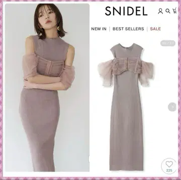 SNIDEL 튤 볼레로 리브 니트 원피스