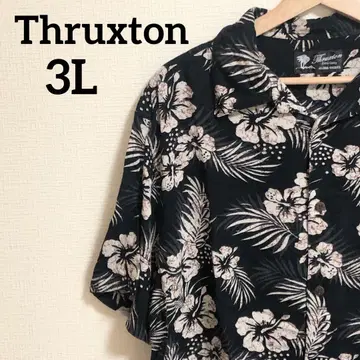 Thruxton (스럭스턴) 알로하 셔츠 블랙 3L 꽃무늬 반팔 남성용