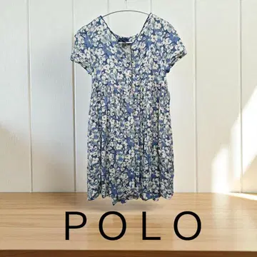 [ 새상품급 ] POLO 꽃무늬 블루 반팔 튜닉